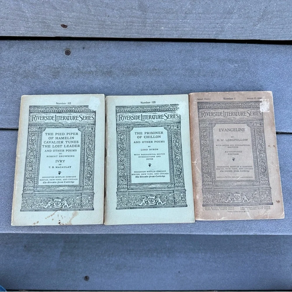 Antique Riverside Literature Series Vintage Collectible Paper Books Set